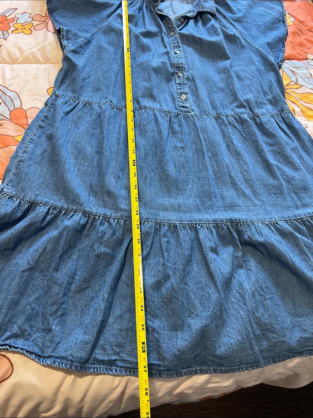 GAP Blue Denim Midi Shirt Dress with Tie Waist -Size Large - Picture 6 of 7